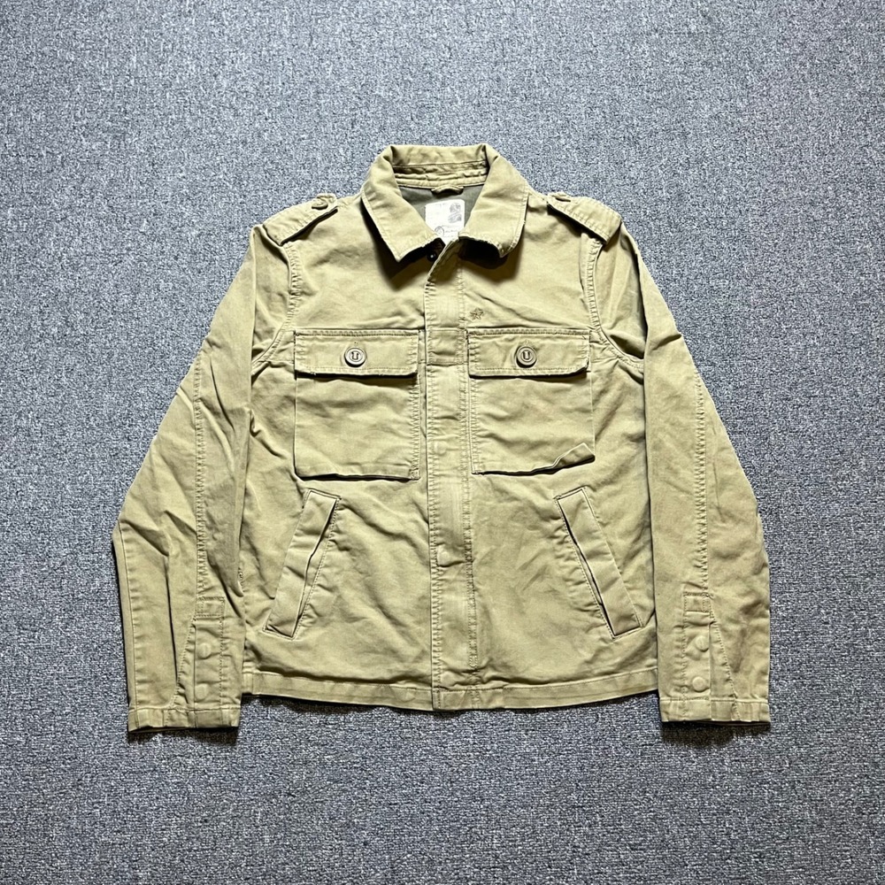 Vintage Old Navy Military Field Jacket Medium Tan Cotton Utility Chore Coat M